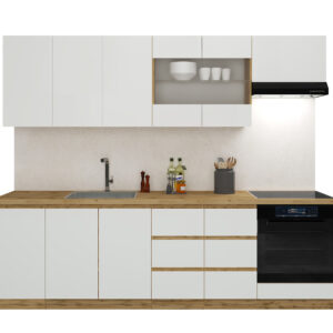 Готова модульна кухня Софт Білий/ Дуб вотан 260 см.