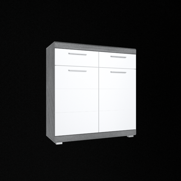 Комод 2Д2Ш Флорес сосна фігурна/білий глянець